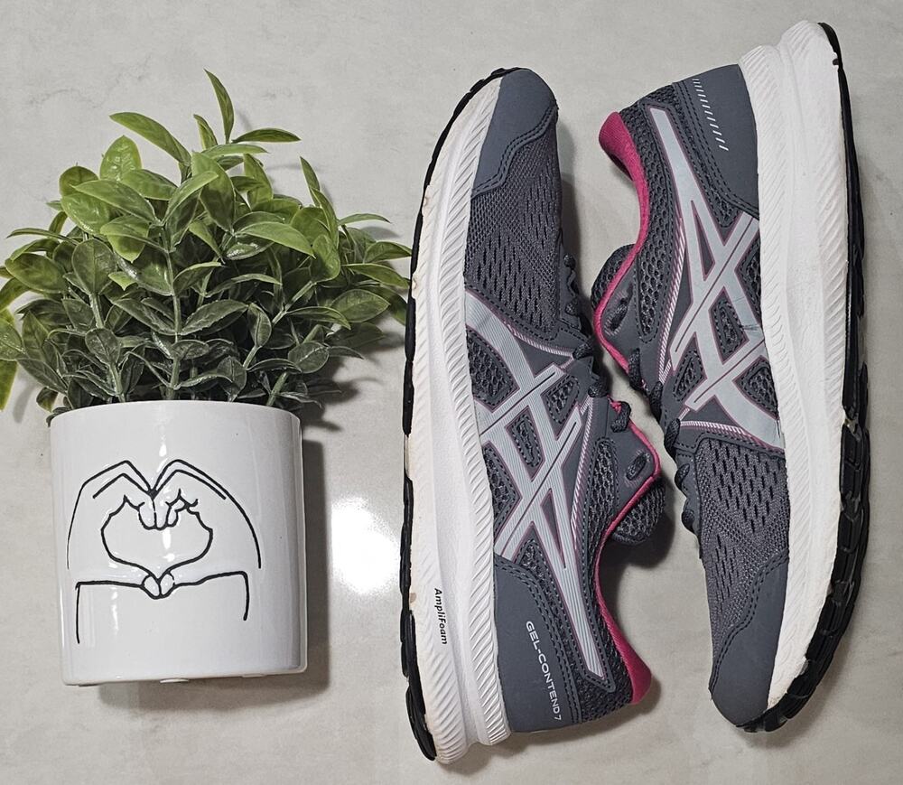 Asics Gel-Contend 7 Womens Size 8.5 Grey Pink Running Shoes 1012A911